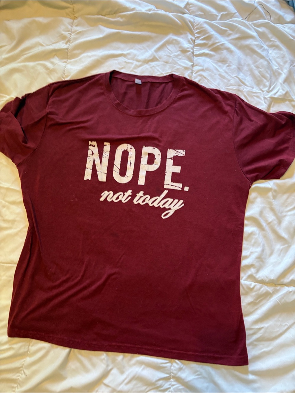 Maroon "NOPE. not today" Graphic Tee - Women